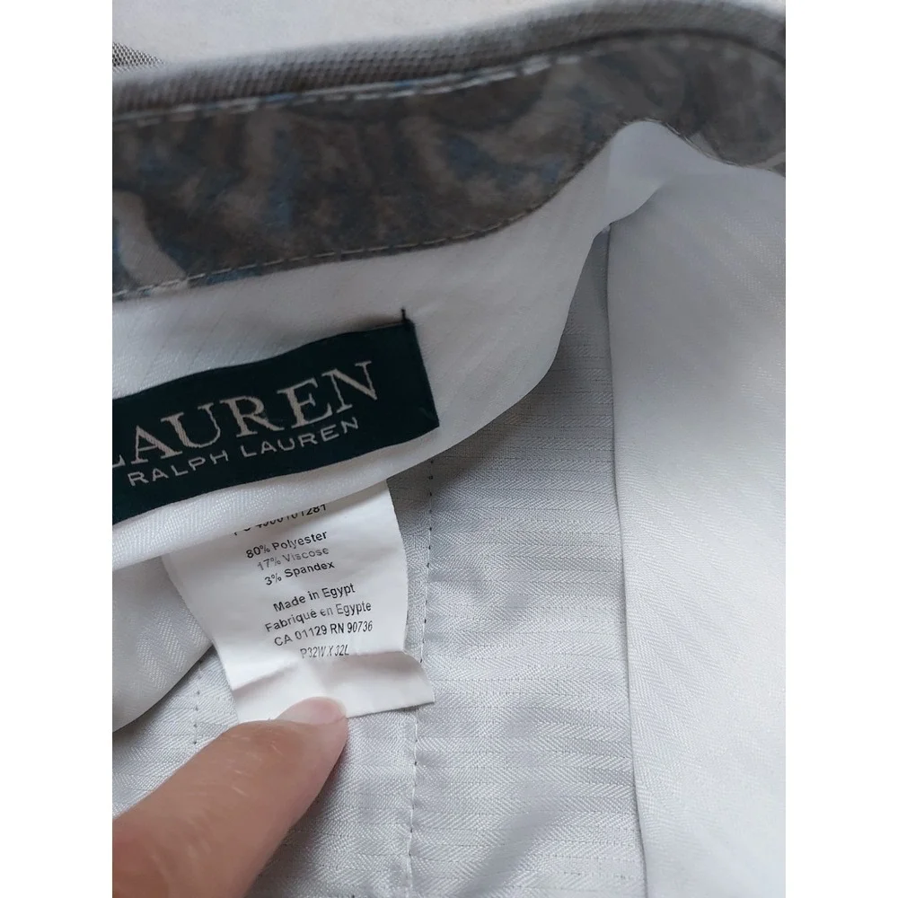 Lauren Ralph Lauren Mens 32x32 Gray Flat Front Stretch Dress Pants Career Slacks